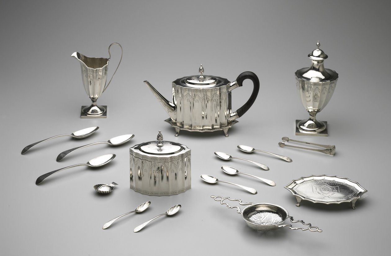 お茶のサービス、1792（銀と木） 作： ポール・リビア