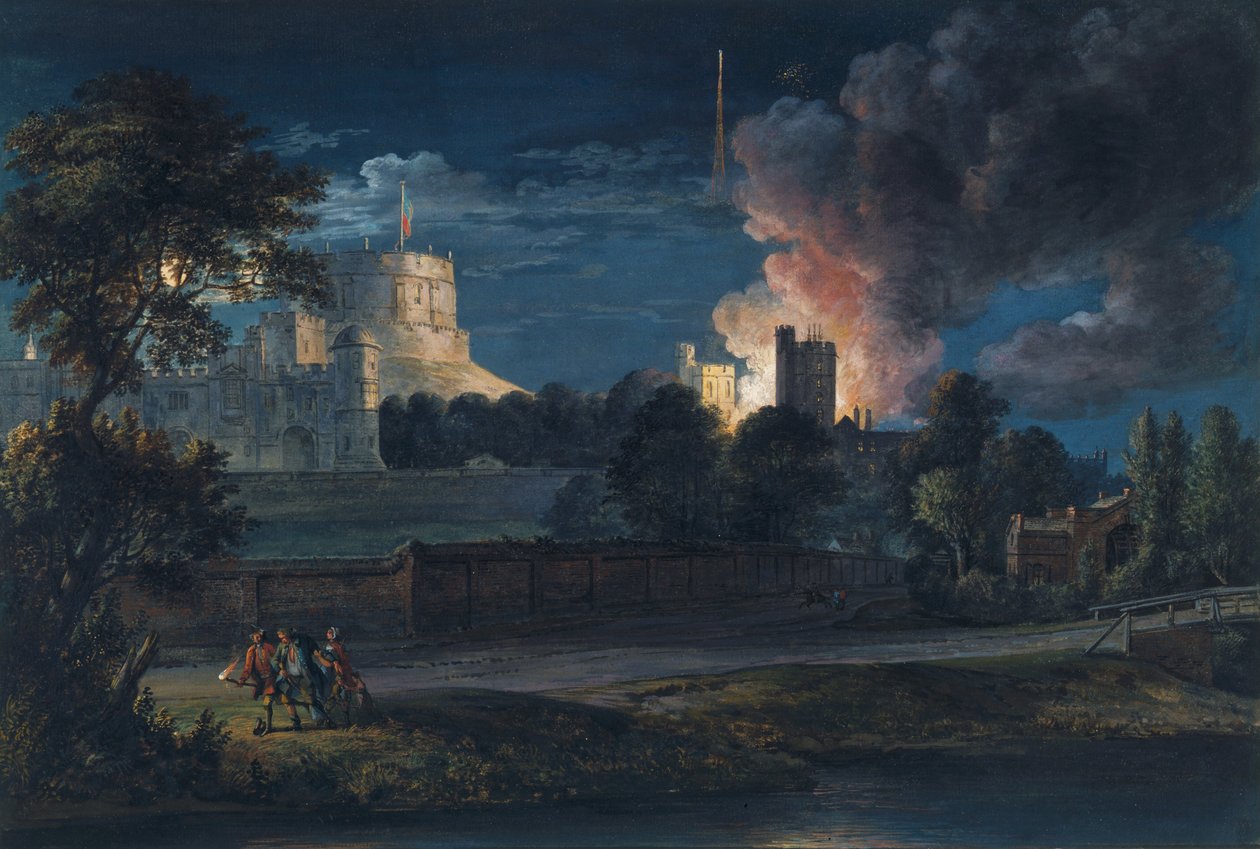 1768年の歓喜の夜にダチェットレーンからウィンザー城 作： ポール・サンドビー