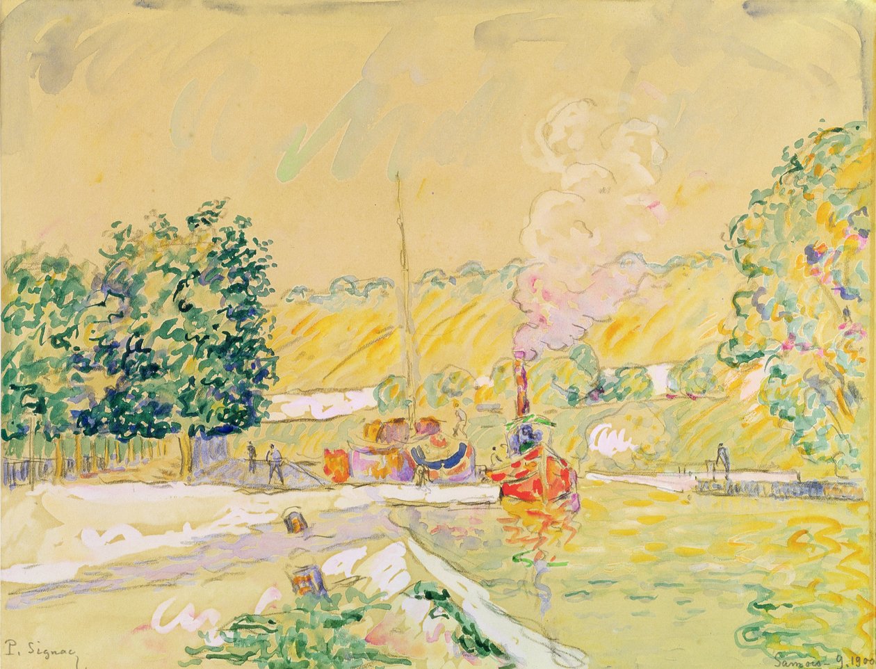 Lock at Sannois、1900（水彩紙） 作： ポール・シニャック