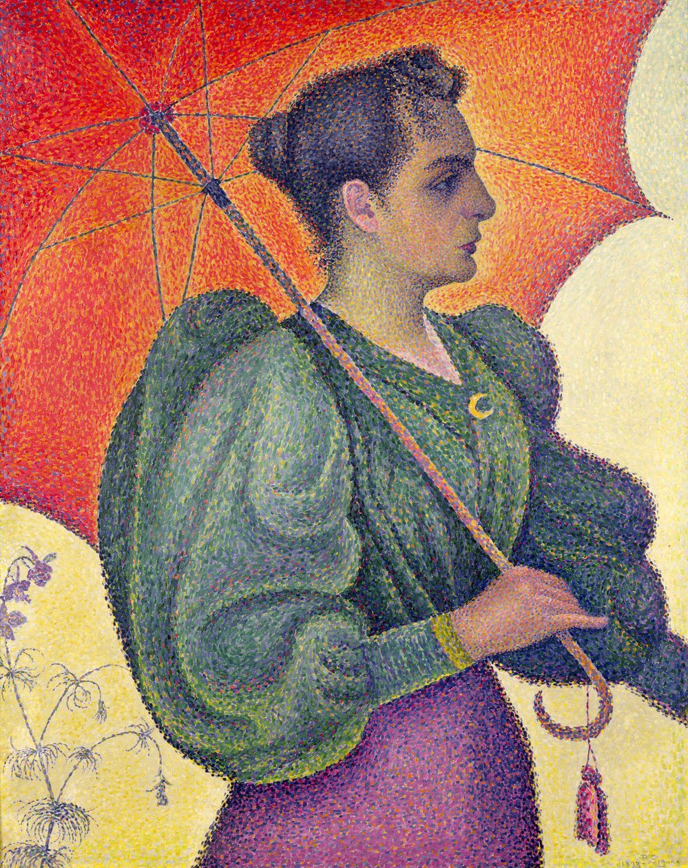 日傘を持つ女性、1893 作： ポール・シニャック