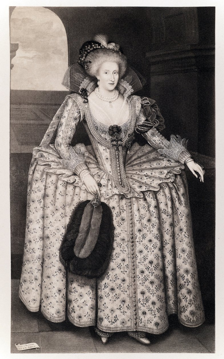 デンマークのアン女王（1574-1619）、「James I and VI」より、Manzi Joyant und Co. Paris、1904年に印刷（コロタイプ） 作： ポール・ヴァン・ソマー