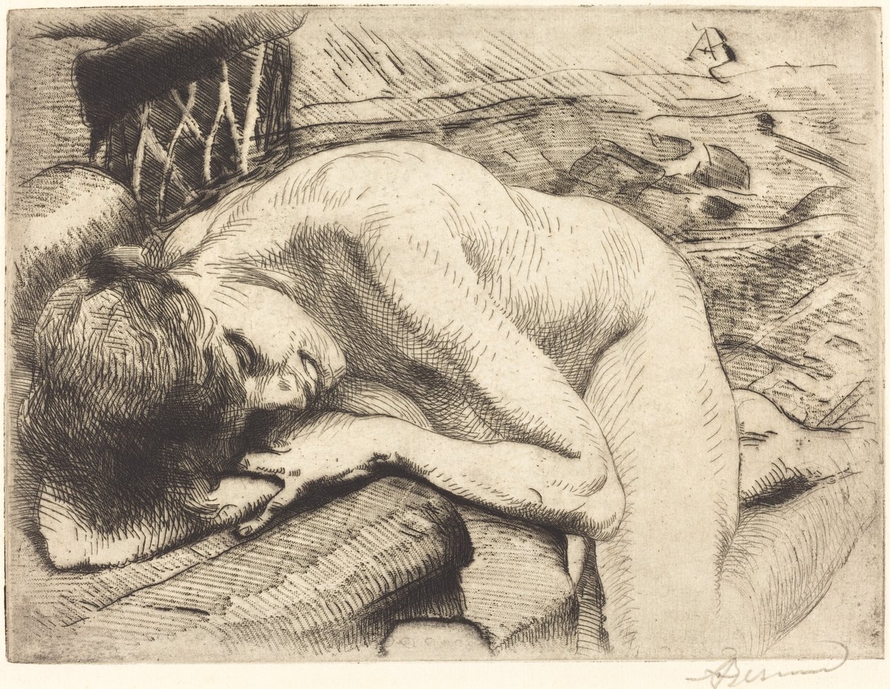 床で眠るモデル 床で眠るモデル、1885年。 作： ポール・アルバート・ベスナード