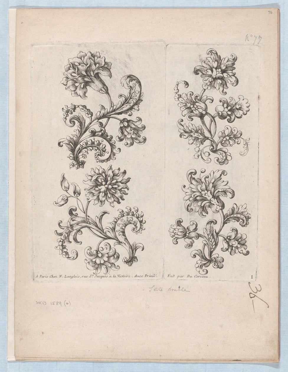 小さな花のモチーフのシリーズ、プレート 1、ca. 1670～85年頃。 1670-85。 作： Paul Androuet Du Cerceau