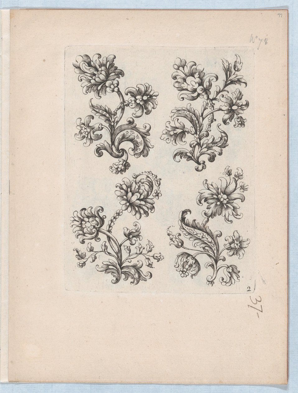 小さな花のモチーフのシリーズ、プレート 2、ca. 1670～85年頃。 1670-85。 作： Paul Androuet Du Cerceau