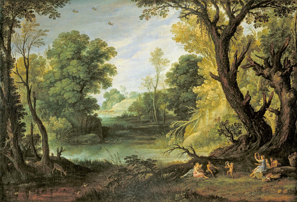 ニンフとサテュロスのいる風景》1623年 作： ポール・ブリル