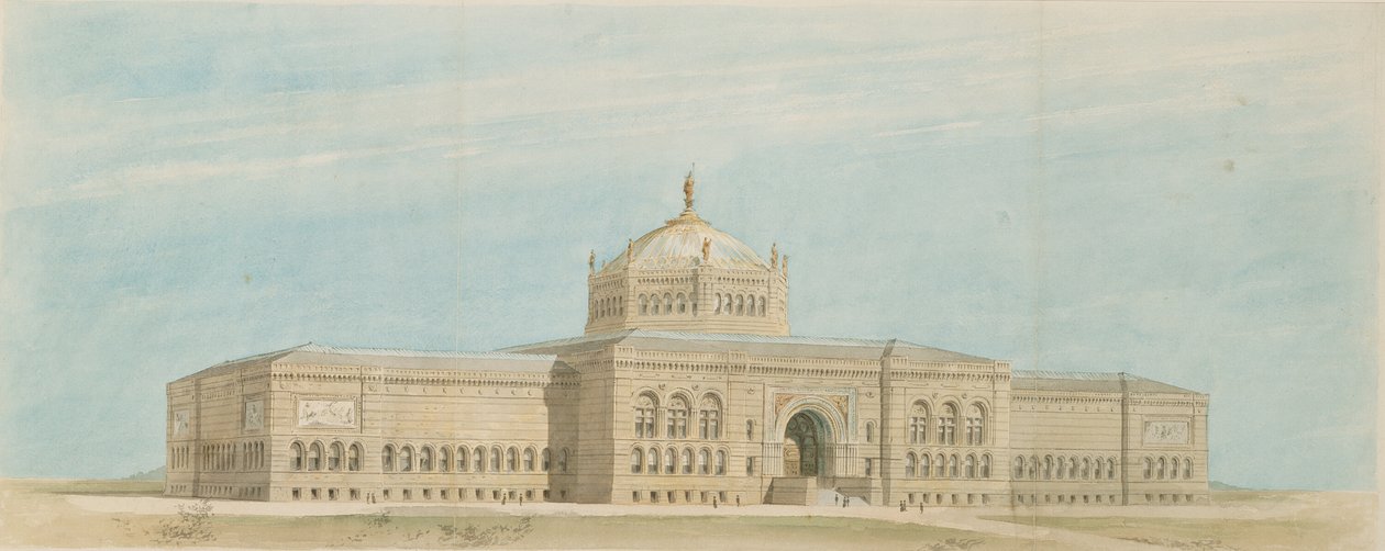 世界のコロンビア博覧会美術博物館、シカゴ、イリノイ州、パースペクティブ、c。 1890-1891。 作： ポールC.ラウトラップ