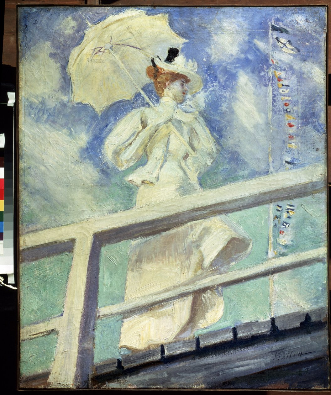 白い服を着た女性。 Paul Cesar Helleu (1859-1927) の絵画。 キャンバスに油彩 印象派。 サイズ：82×66cm。 プーシキン美術館、モスクワ 作： ポール・セザール・ヘレウ