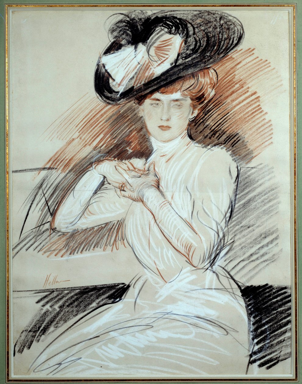 マダム・ヘレウドローイング ポール・ヘレウ（1859-1927） 20世紀バイヨンヌ、ボナール美術館 作： ポール・セザール・ヘレウ
