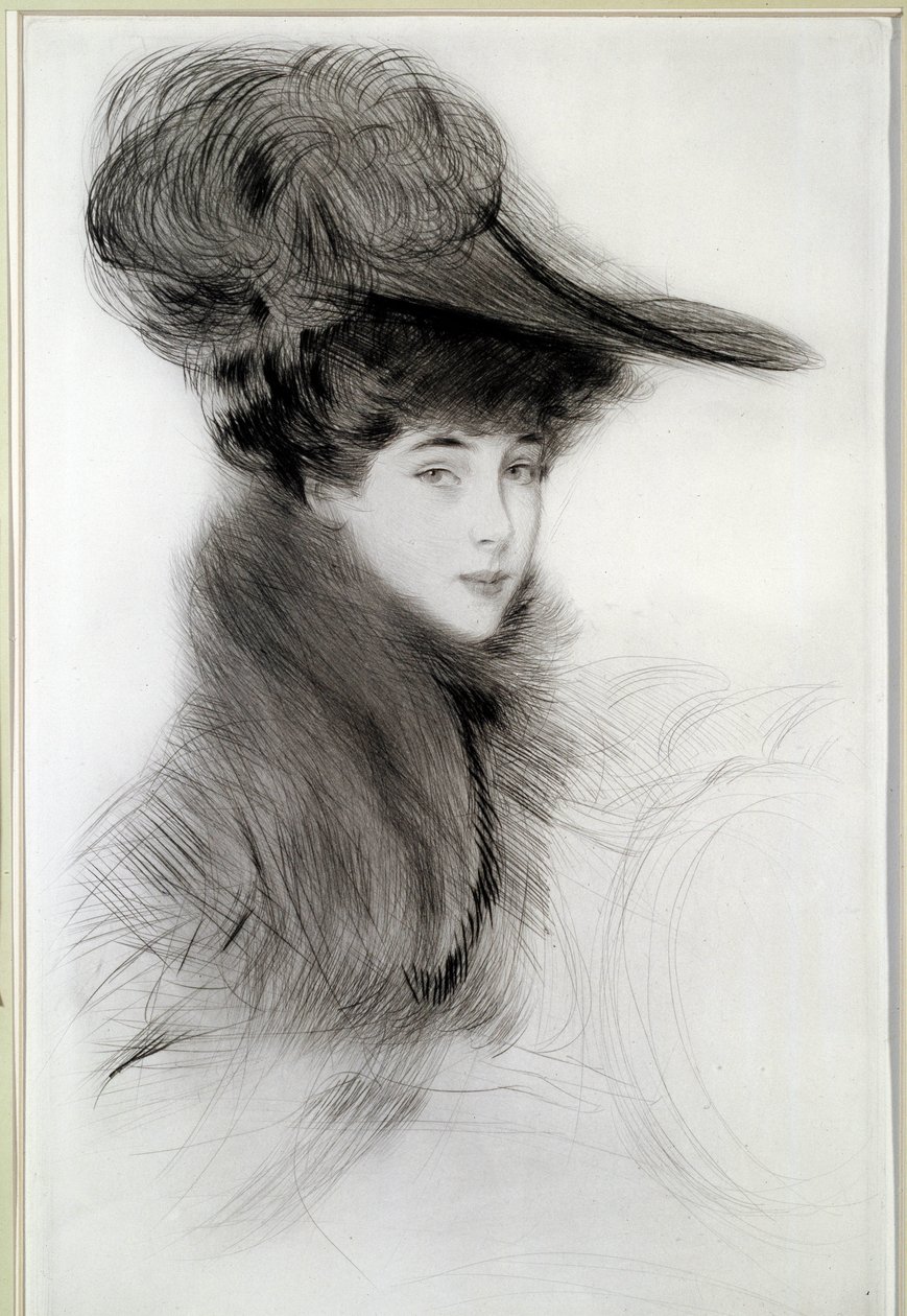 マルボロー公爵夫人の肖像。ポール・ヘレウ（1859-1927）によるドローイング、20世紀。バイヨンヌ、ボナール美術館 作： ポール・セザール・ヘレウ