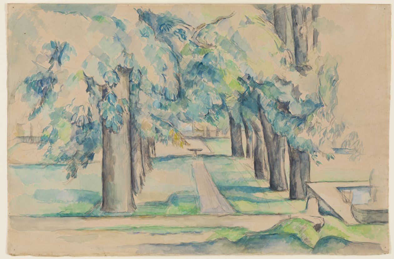 ジャ・ド・ブーファンの栗の木通り、1878-90年頃（水彩画） 作： ポール・セザンヌ