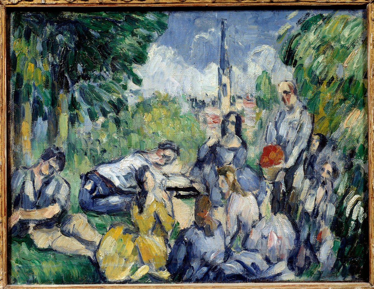 芝生の上での朝食 ポール・セザンヌ（1839-1906）の絵画 1875年 日0,21x0,27 m パリ、オランジュリー美術館 作： ポール・セザンヌ