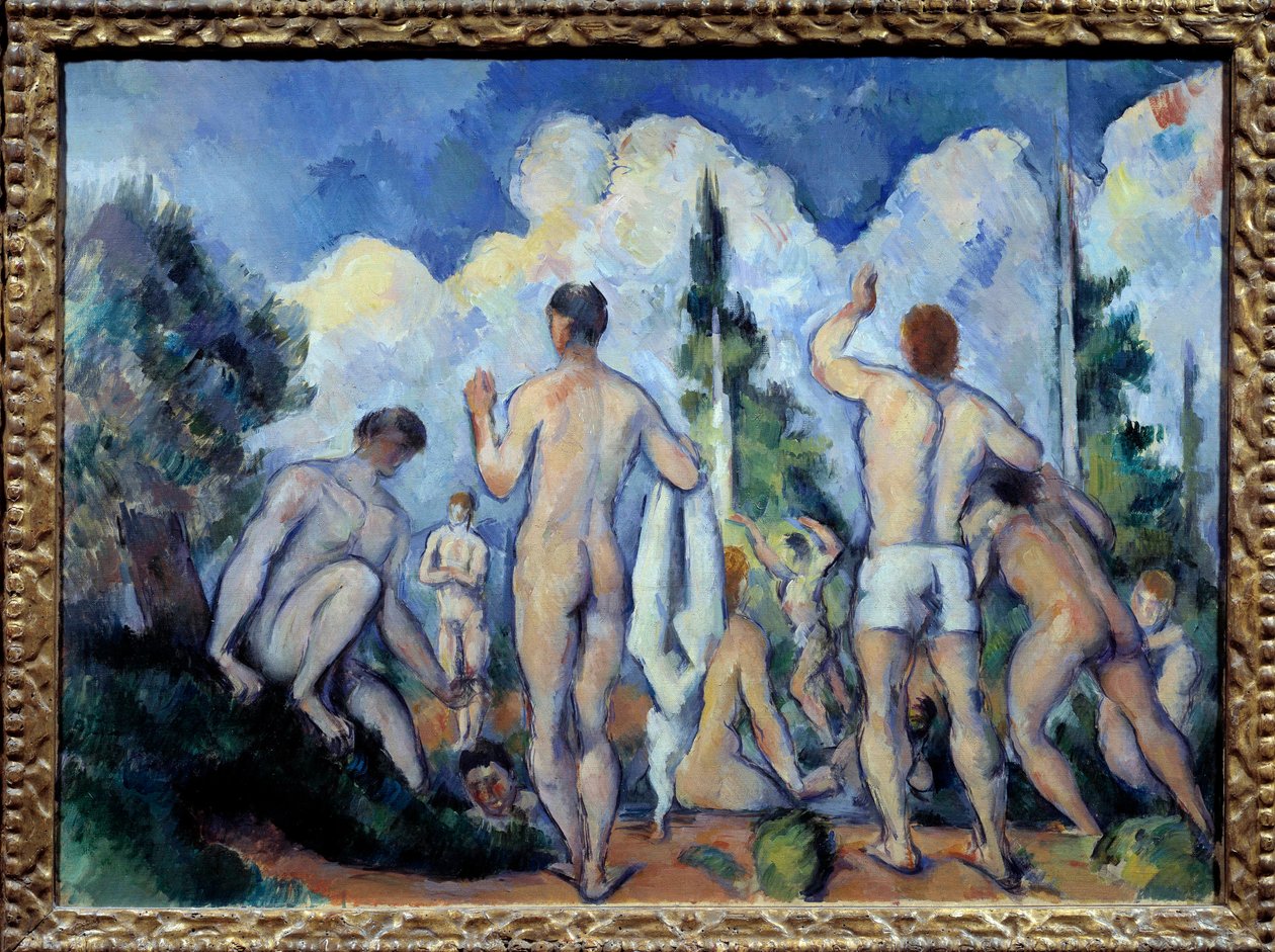 水浴客たち ポール・セザンヌ（1839-1906）の絵画 1890年 日。0,6x0,82 m パリ、オルセー美術館 作： ポール・セザンヌ