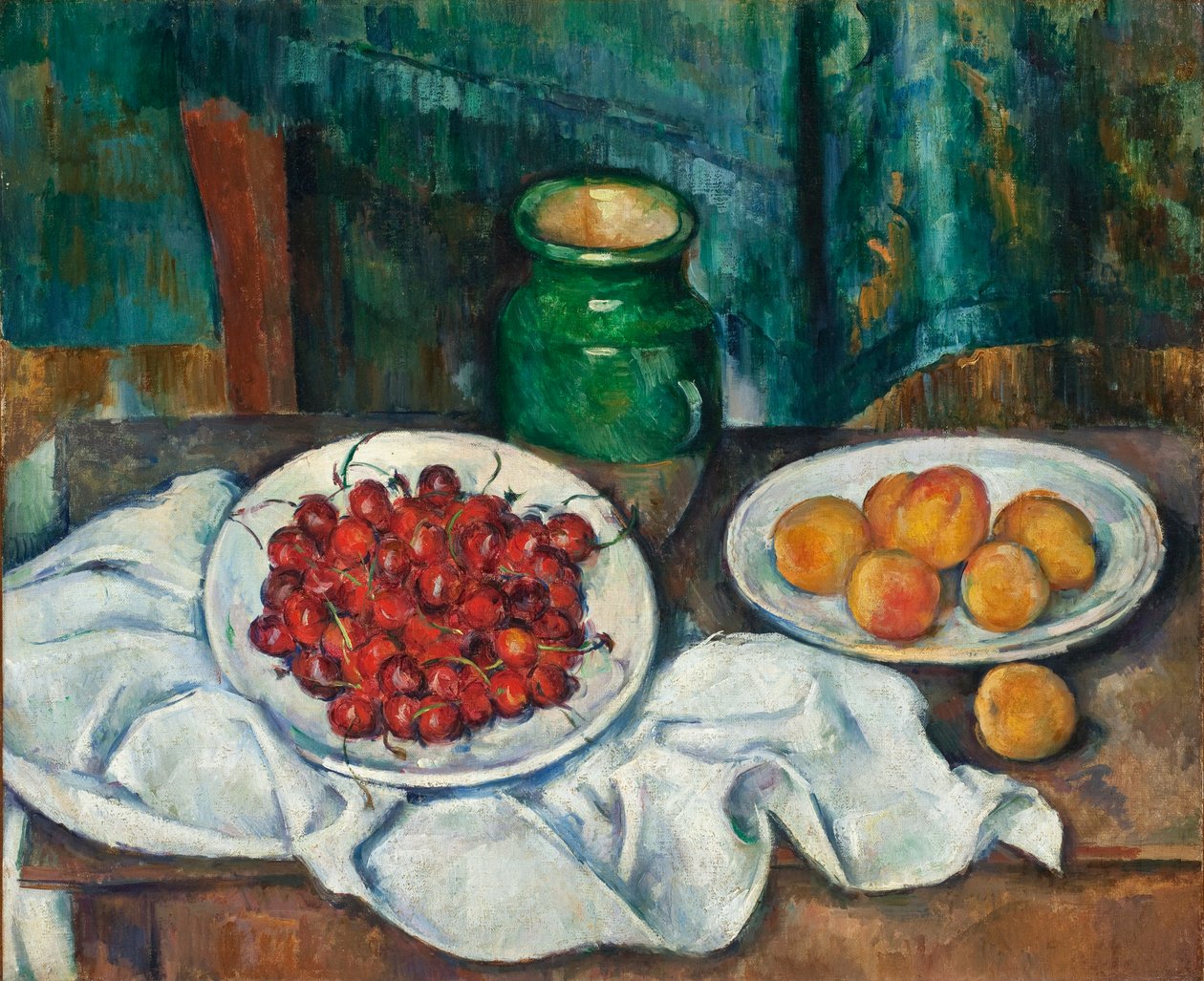 "Nature morte aux cerises et aux peches" (Still Life With Cherises and aux Peaches) Peinture de Paul Cezanne (1839-1906) - 1885-1887 - 油彩・キャンバス Dim 50,2x61 cm Los Angeles County Museum of Art 作： ポール・セザンヌ