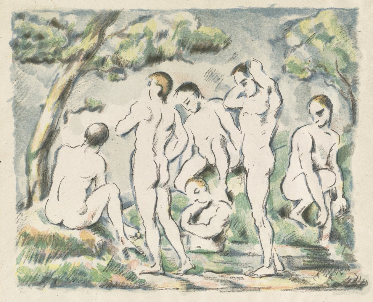 水浴する女たち（小版画） 作： ポール・セザンヌ