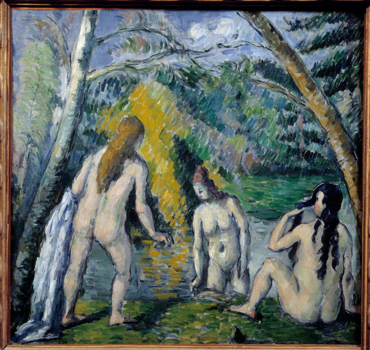 ポール・セザンヌ（1839-1906）の「3人の水浴」。1879 作： ポール・セザンヌ