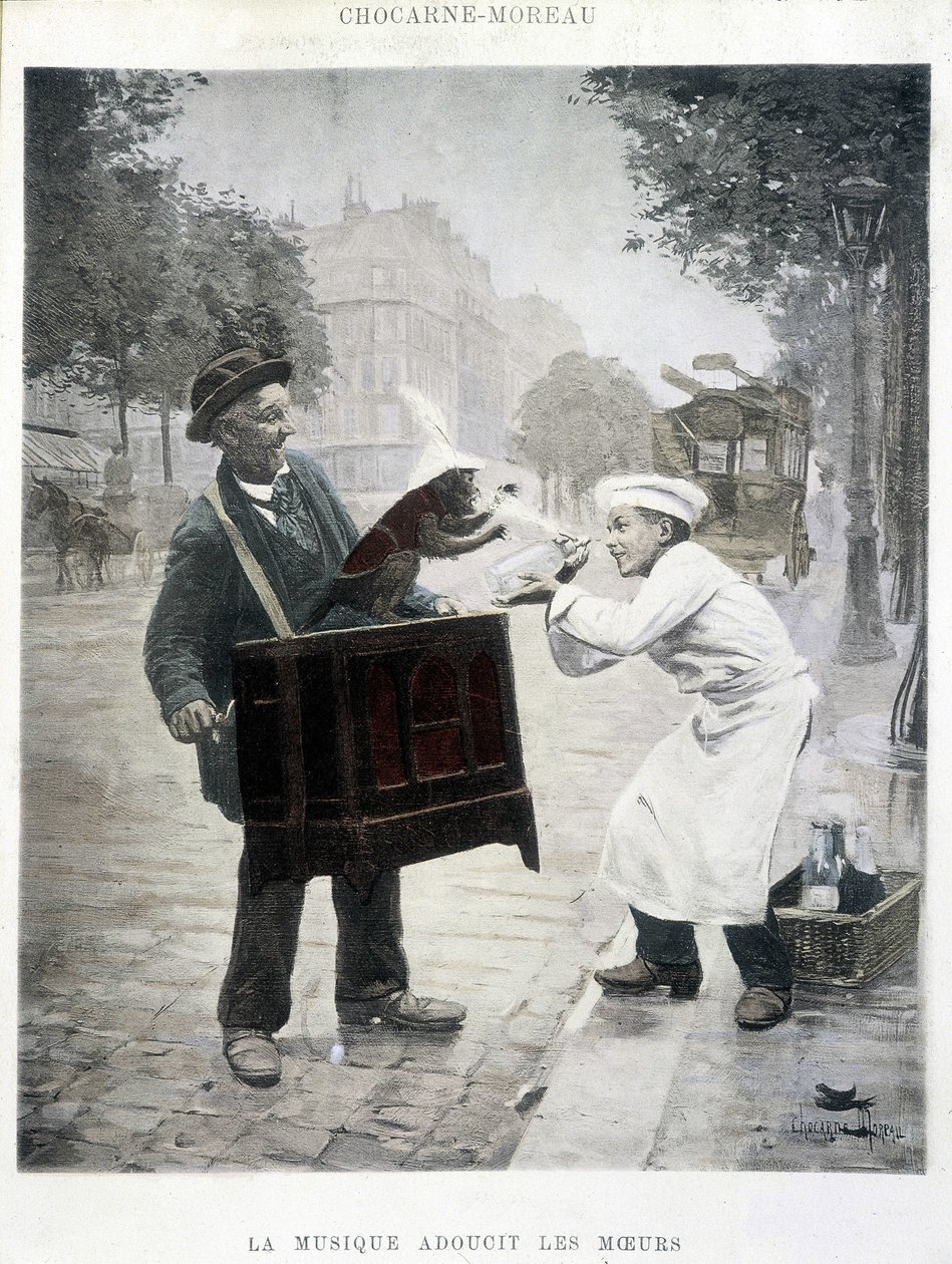 音楽はモラルを和らげる」ショカルヌ・モローの絵画、1900年頃 作： ポール・シャルル・ショカルヌ・モロー