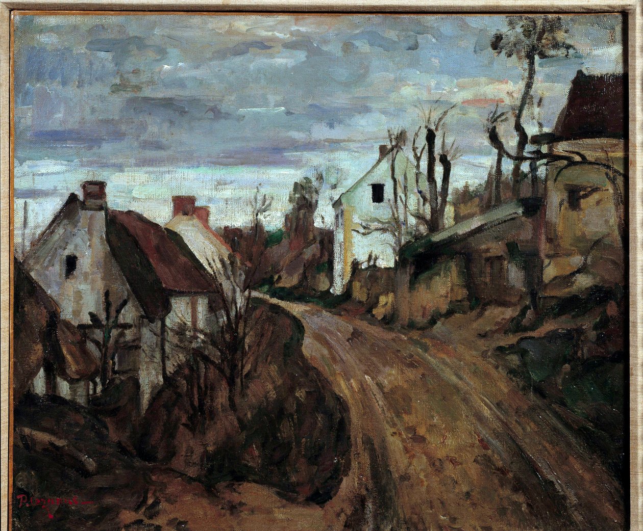 オーヴェル・シュル・オワーズ（Auvers sur Oise）の村道 ポール・セザンヌ（1839-1906）の絵画 1872年 日 0,46x0,55 m パリ、オルセー美術館蔵 作： ポール・セザンヌ