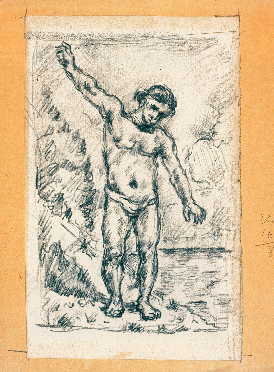 腕を広げた水浴び、1874-77年 作： ポール・セザンヌ