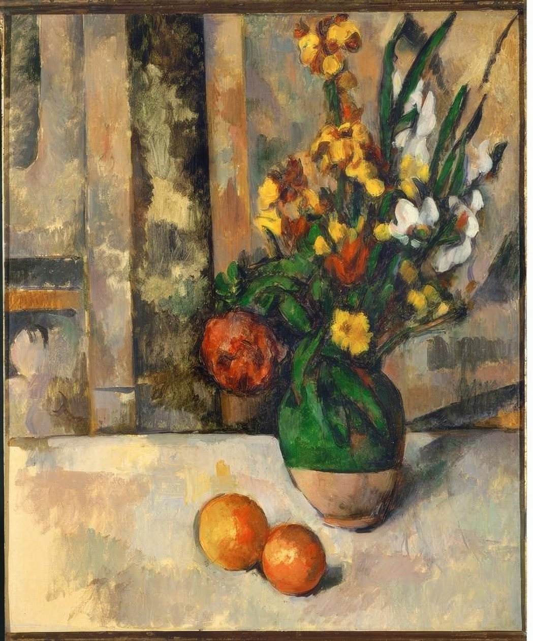 セザンヌ、リンゴの花瓶- 1883–87 作： ポール・セザンヌ