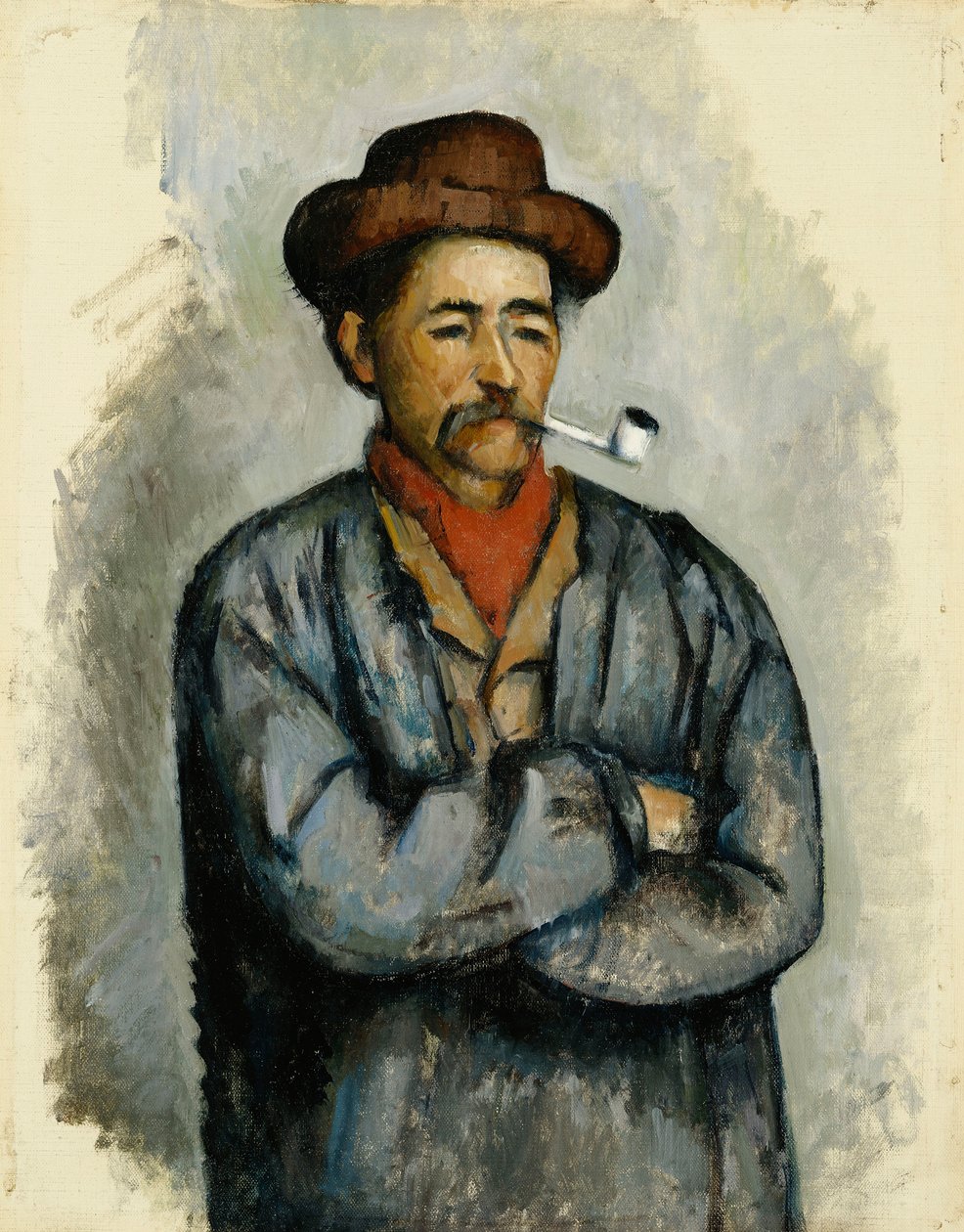 パイプを持つ男; Lオムアラパイプ、c.1890-92 作： ポール・セザンヌ