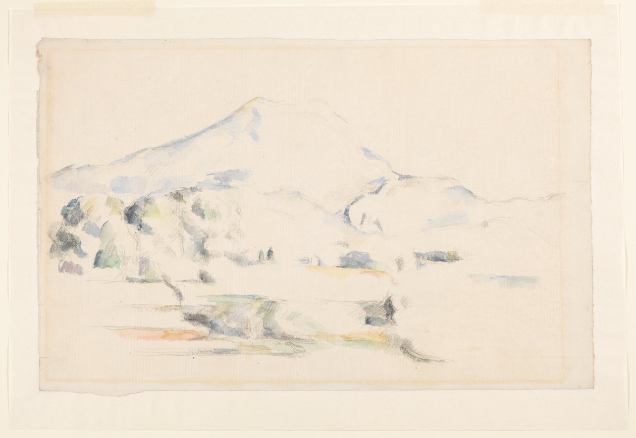 Montagne Sainte-Victoire、c.1885-87（敷紙にグラファイトと水彩） 作： ポール・セザンヌ