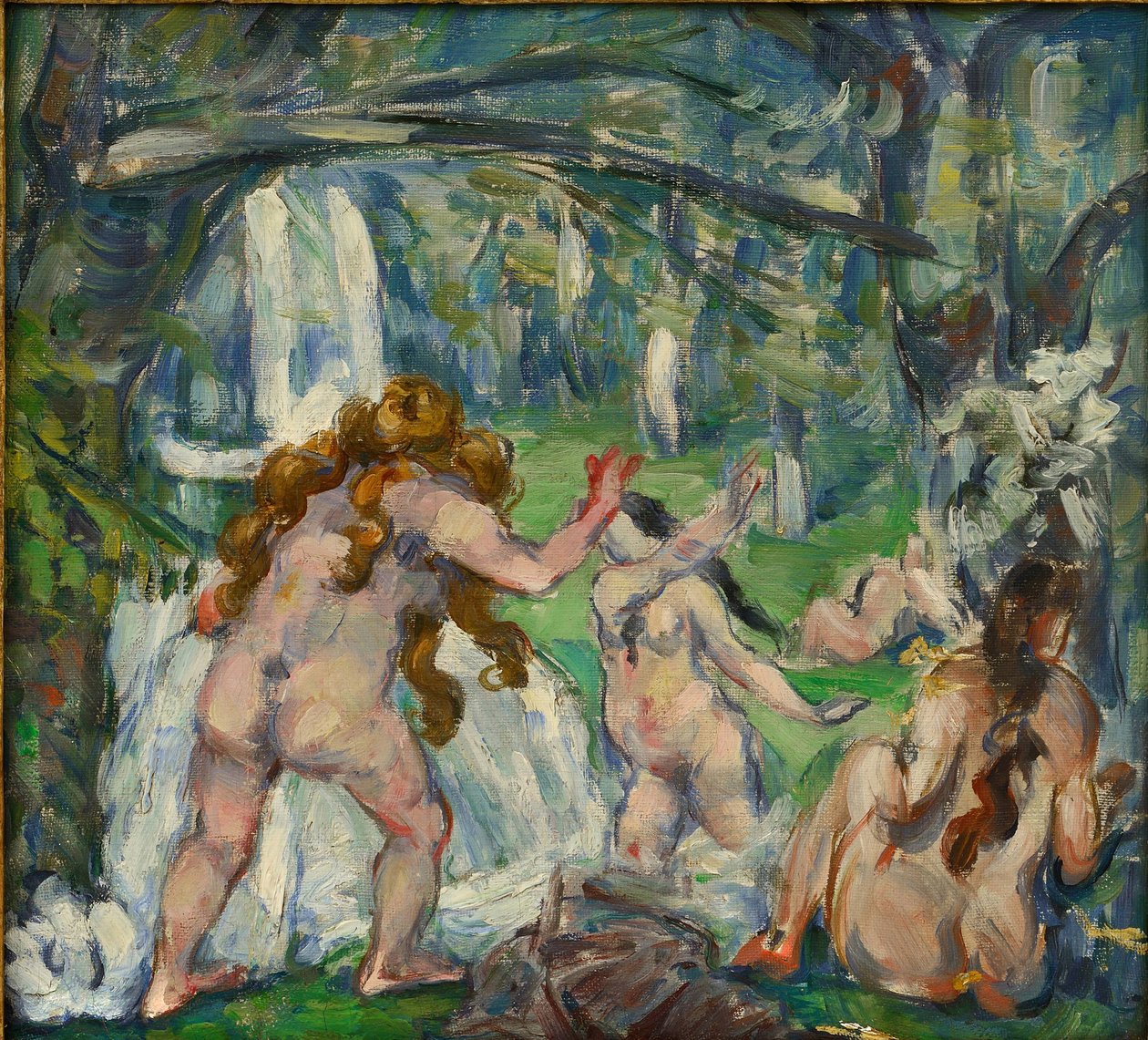「3人の水浴」 ポール・セザンヌ（1839-1906）の絵画 1875年 油彩・キャンバス サイズ 30,5x33cm 個人蔵 作： ポール・セザンヌ