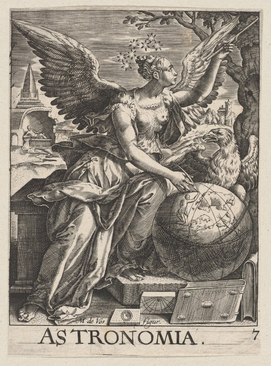 プレート 7: アストロノミア、The Seven Liberal Arts から。 1628-66.、約。 1628-66。 作： ポールプリンス