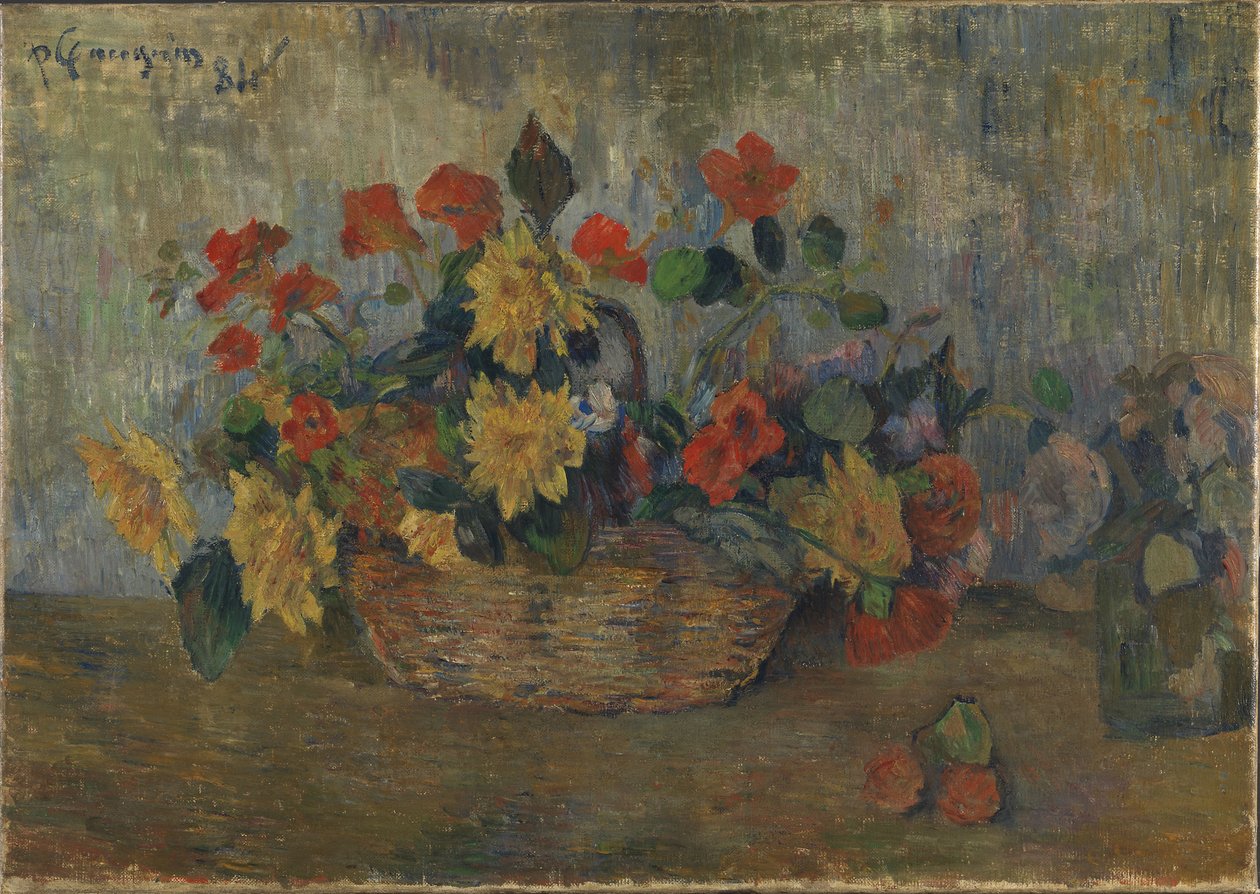花のバスケット、1884年。 作： ポール・ゴーギャン