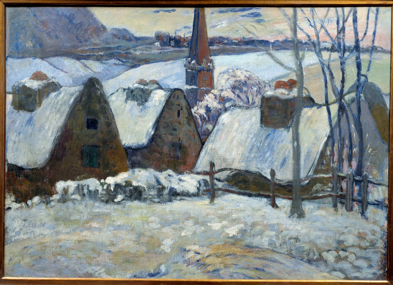 1894年、雪に覆われたブルトンの村。ポール・ゴーギャン（1848-1903）の絵画 作： ポール・ゴーギャン