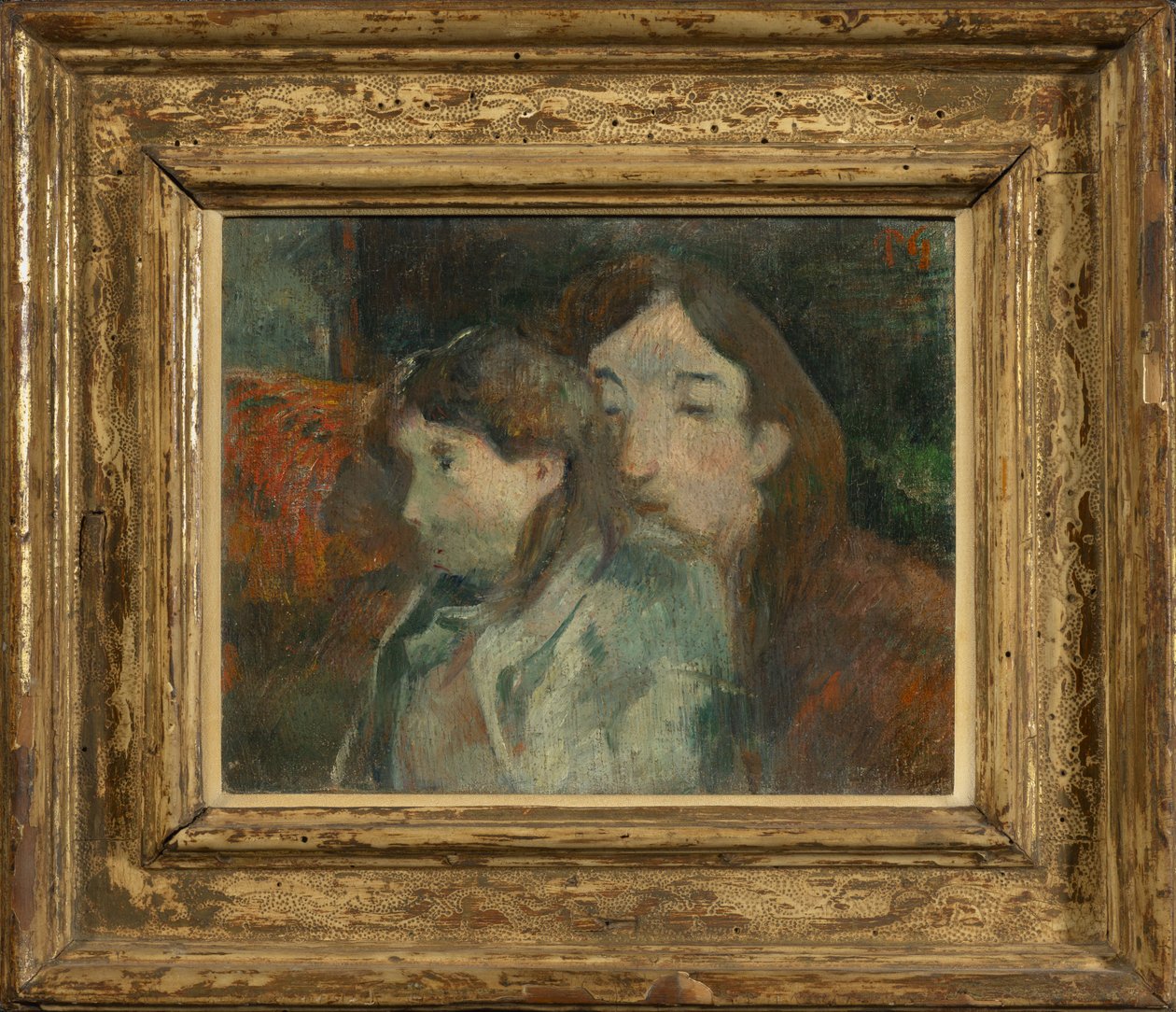 室内の人物たち［旧題：芸術的な幻視 または 芸術家の幻視：息子との自画像］ 作： ポール・ゴーギャン