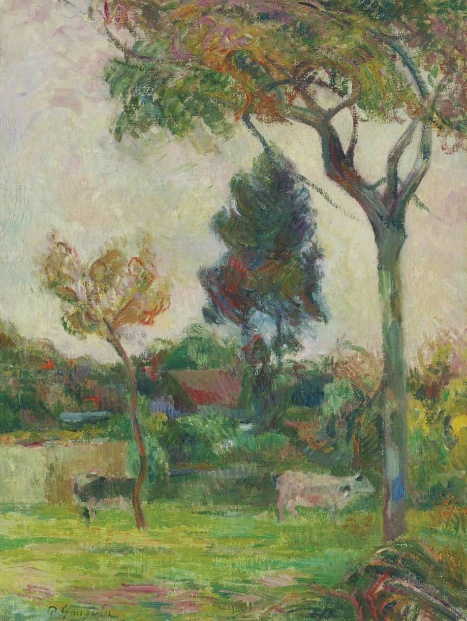 フランス語：Deux vaches au pré（草原の2頭の牛 作： ポール・ゴーギャン