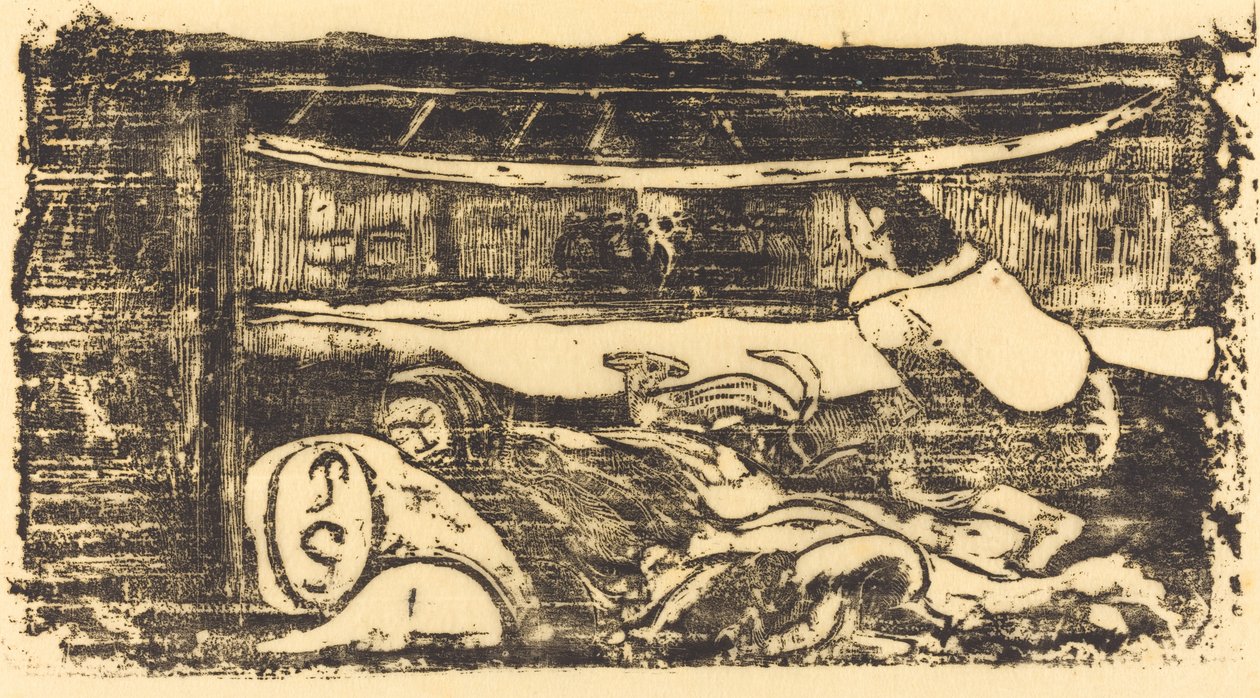 Hut Interieur de case の内部、1895 年以降。 作： ポール・ゴーギャン
