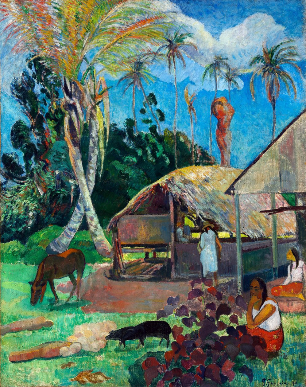 The Black Pigs - The Black Pigs - Gauguin, Paul Eugene Henri (1848-1903) - 1891 - キャンバスに油彩 - 91x72 - Szepmuveszeti Muzeum、ブダペスト 作： ポール・ゴーギャン