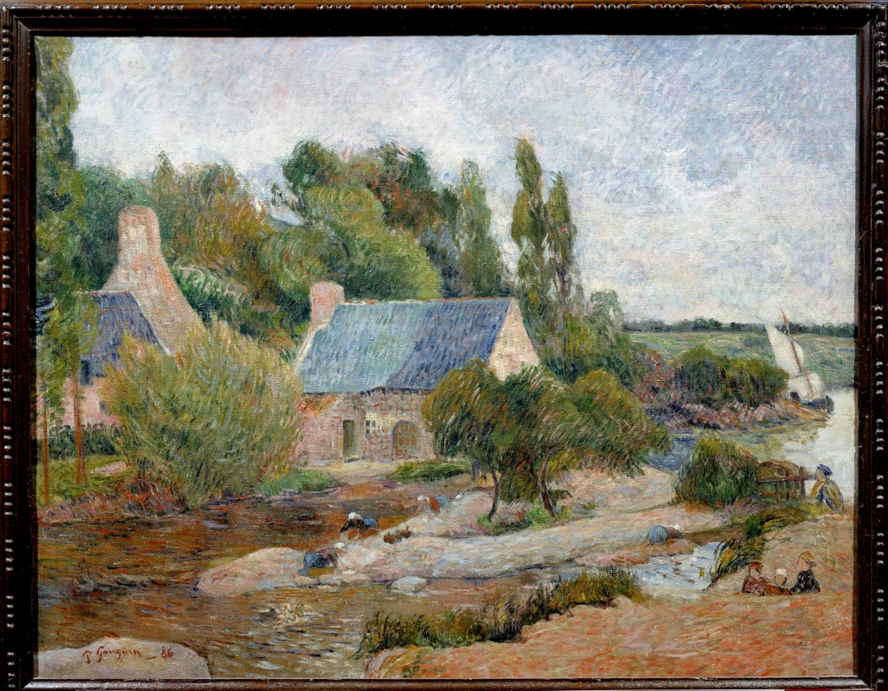 Les lavandieres à Pont Aven (Pont-Aven) ポール・ゴーギャン(1848-1903)の絵画 1886 Sun.0.71 x 0.90 m パリ、オルセー美術館 - ポン・アヴェン（ポン・アヴェン）の洗濯婦。ポール・ゴーギャン（1848-1903）による絵画 1886年 0.71×0.90m オルセー美術館（パリ 作： ポール・ゴーギャン