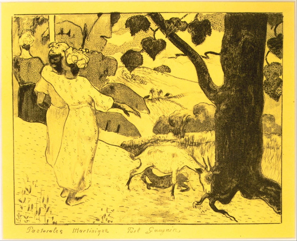 マルティニークの牧歌、ヴォルピーニ組曲より: リトグラフの素描、1889., 1889. 作： ポール・ゴーギャン