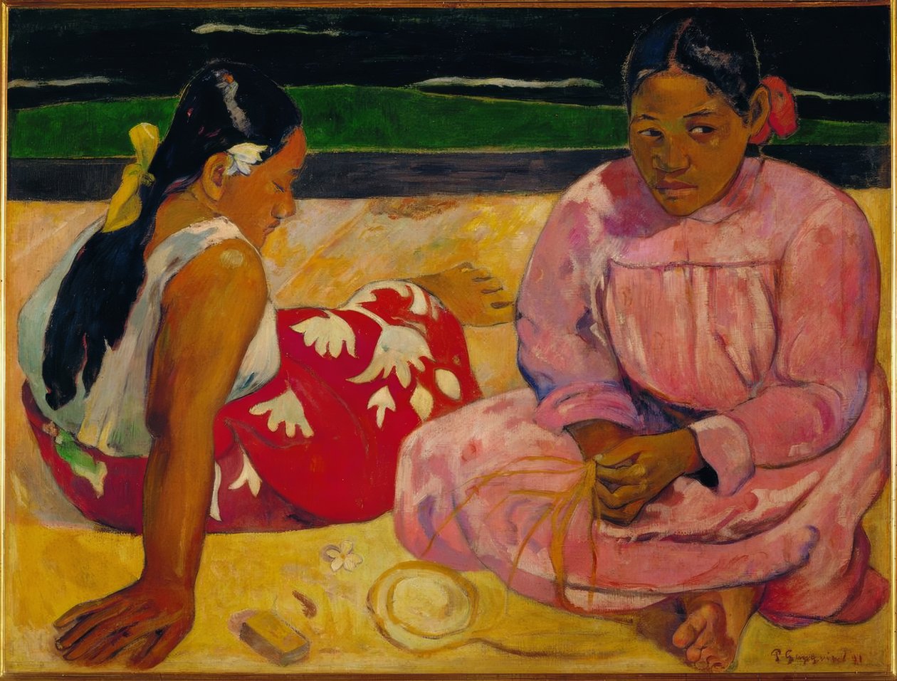 ポール・ゴーギャン-タヒチアン・オン・ザ・ビーチ」、1891年、キャンバスに油彩、69×91 cm、RF 2765 作： ポール・ゴーギャン
