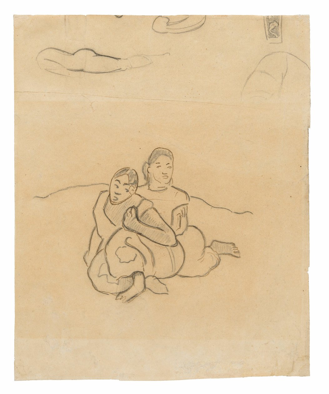 座っているタヒチの女性 (絵画 Nafea faa ipoipo [いつ結婚しますか?] に関連) およびその他のスケッチ 作： ポール・ゴーギャン