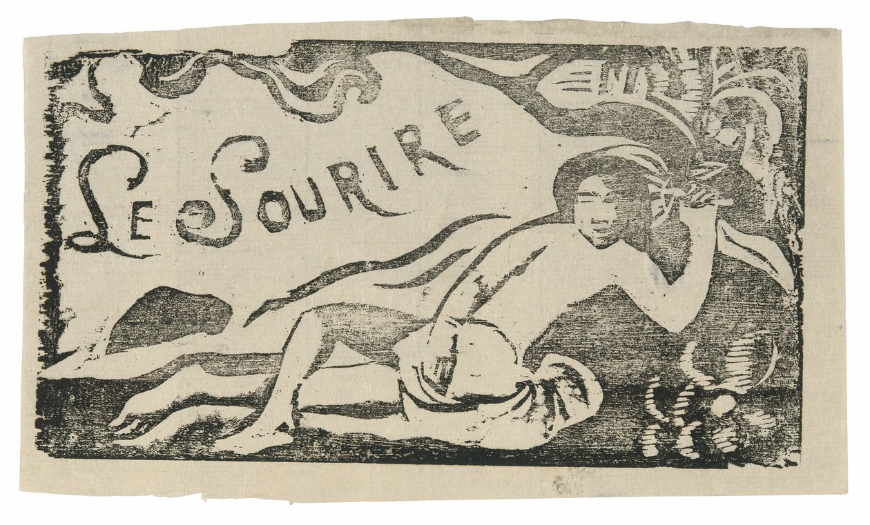 タヒチの女、『Le sourire』のヘッドピース 作： ポール・ゴーギャン