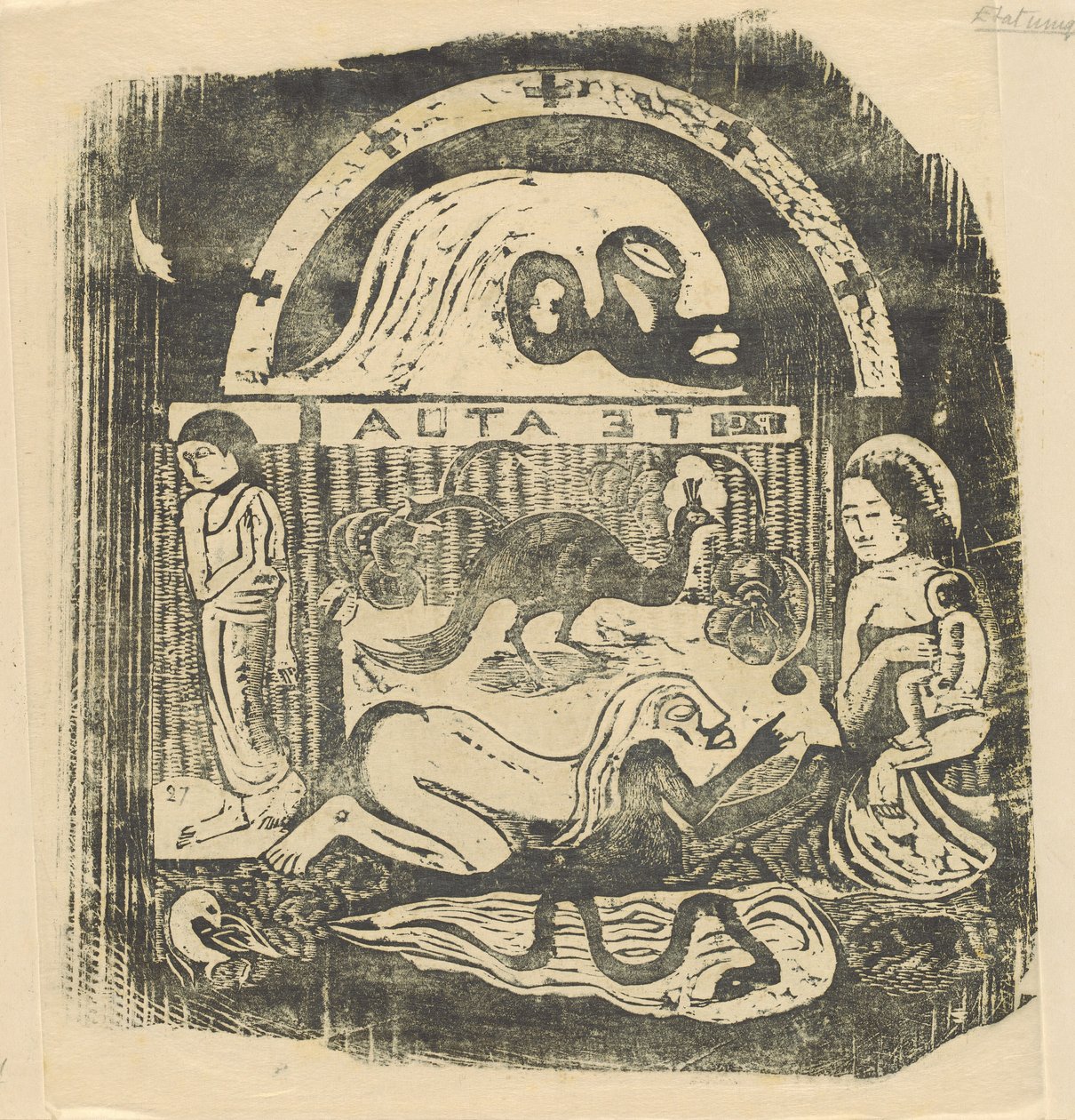Te Atua The Gods Small Plate [直訳]、1895 年以降。 作： ポール・ゴーギャン