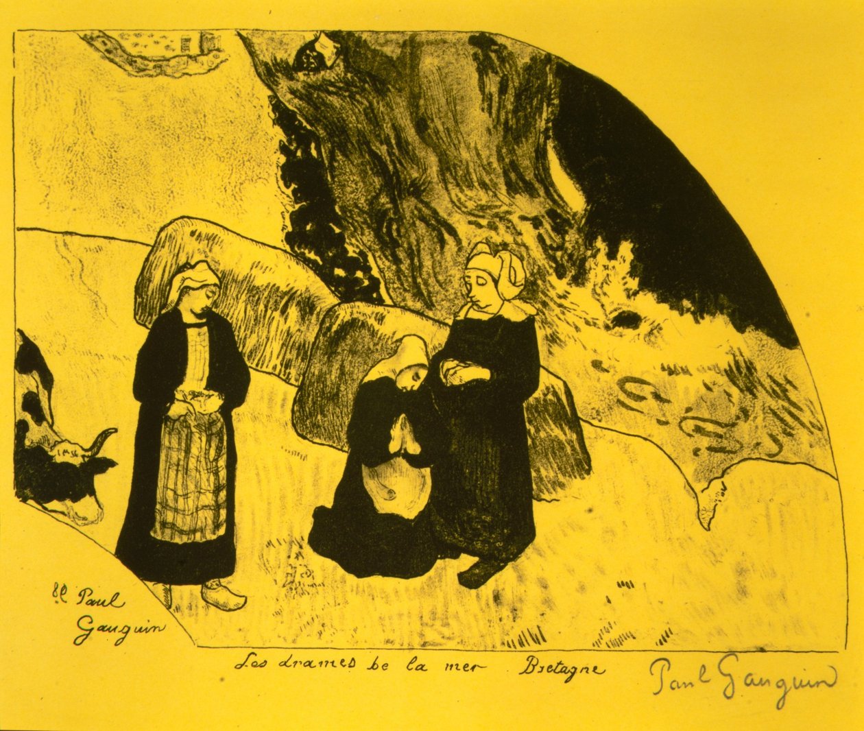 海の戯曲、ブルターニュ、ヴォルピーニ組曲より: Dessins lithographiques, 1889., 1889. 作： ポール・ゴーギャン