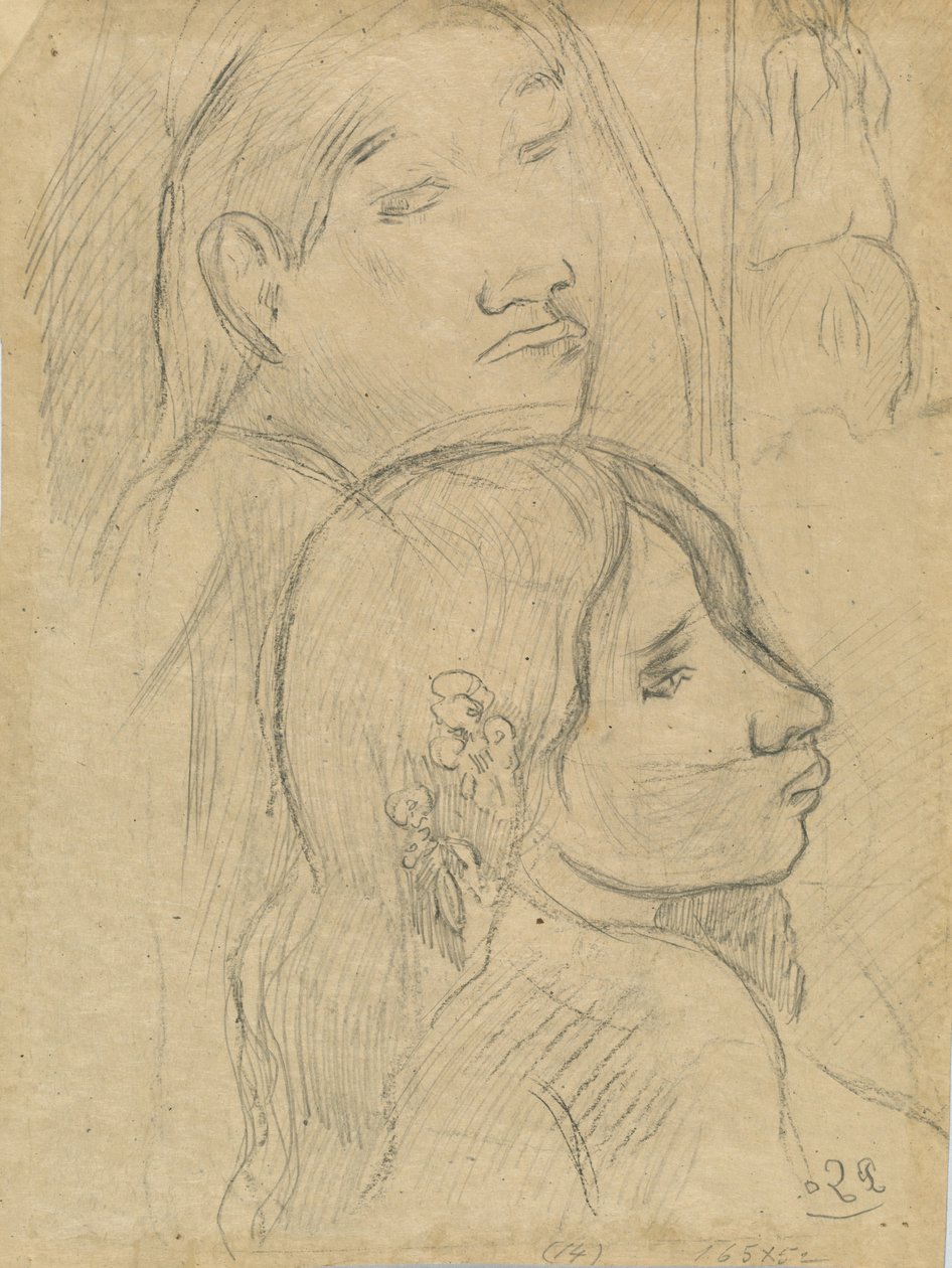 2 人のマルケサス人 [裏面]、c. 1902年。 作： ポール・ゴーギャン
