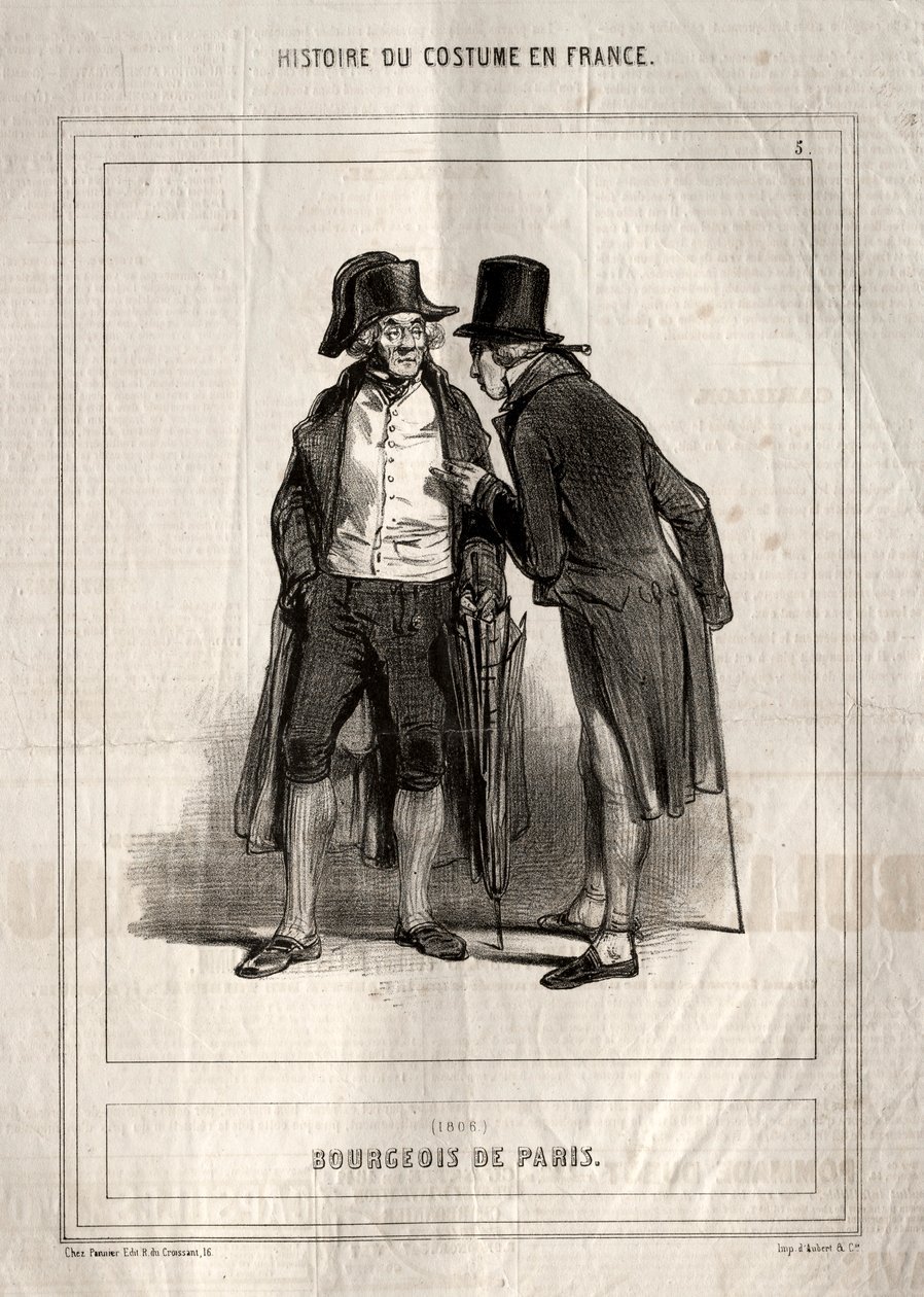 フランスの衣装の歴史：ブルジョワドパリ、1843年。 作： ポール・ガヴァルニ