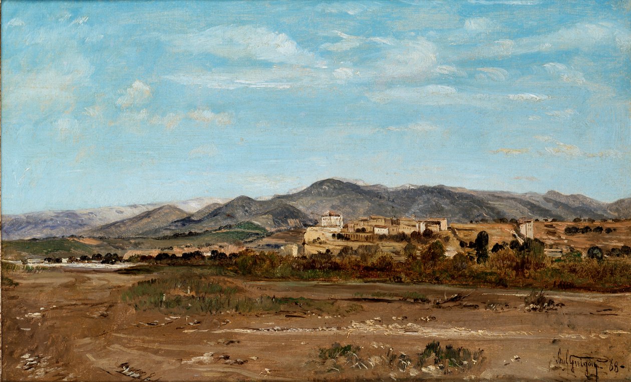 ローリスの村、デュランス川のほとりにあるボークルーズ、1868年 作： ポール・ギグー