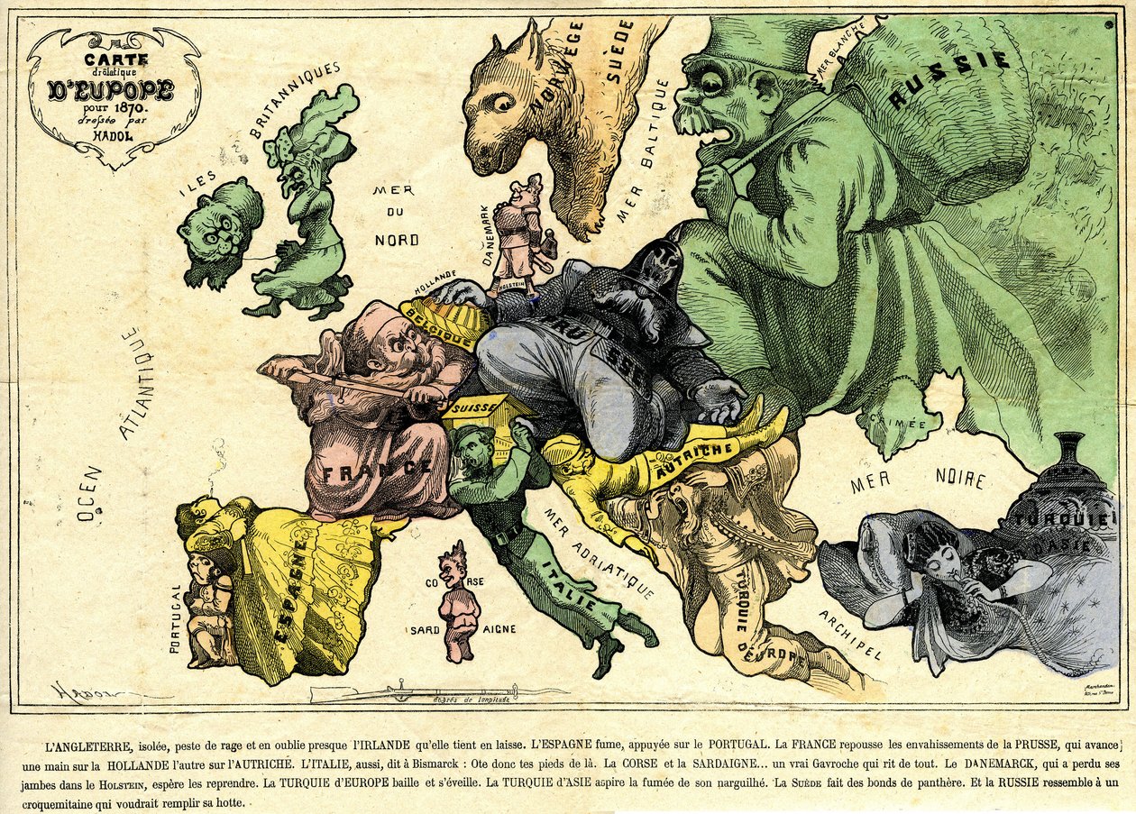 1870年のヨーロッパのDrolaticマップ