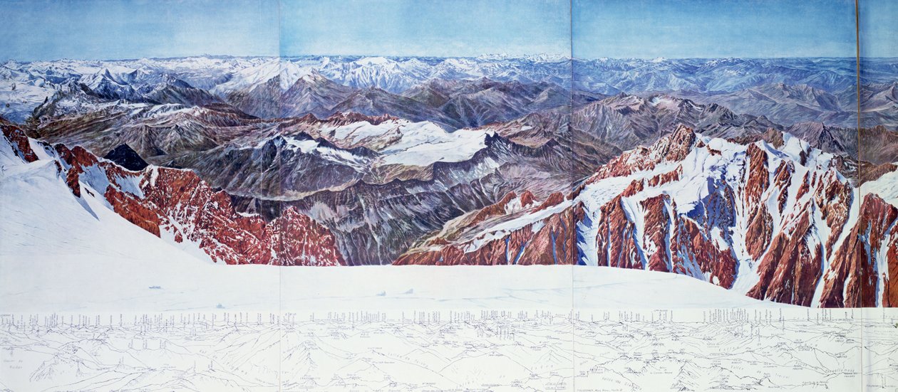 フランス・アルプス山脈のエクリンスキー山脈にあるペルヴー山頂の全景（グラビア）（404291も参照 作： ポール・ヘルブロンナー