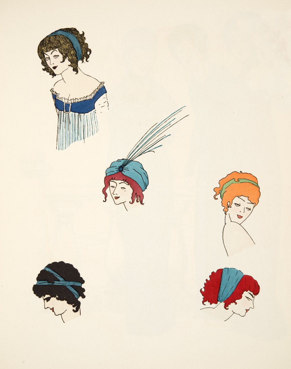 Les Robes de Paul Poiretパブからのヘッドレスのデザイン。 1908（ステンシルプリント） 作： ポール・イリベ