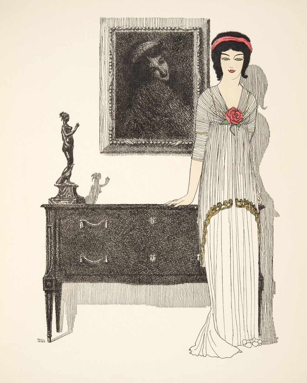 Les Robes de Paul Poiretパブのイブニングドレス。 1908（ステンシルプリント） 作： ポール・イリベ