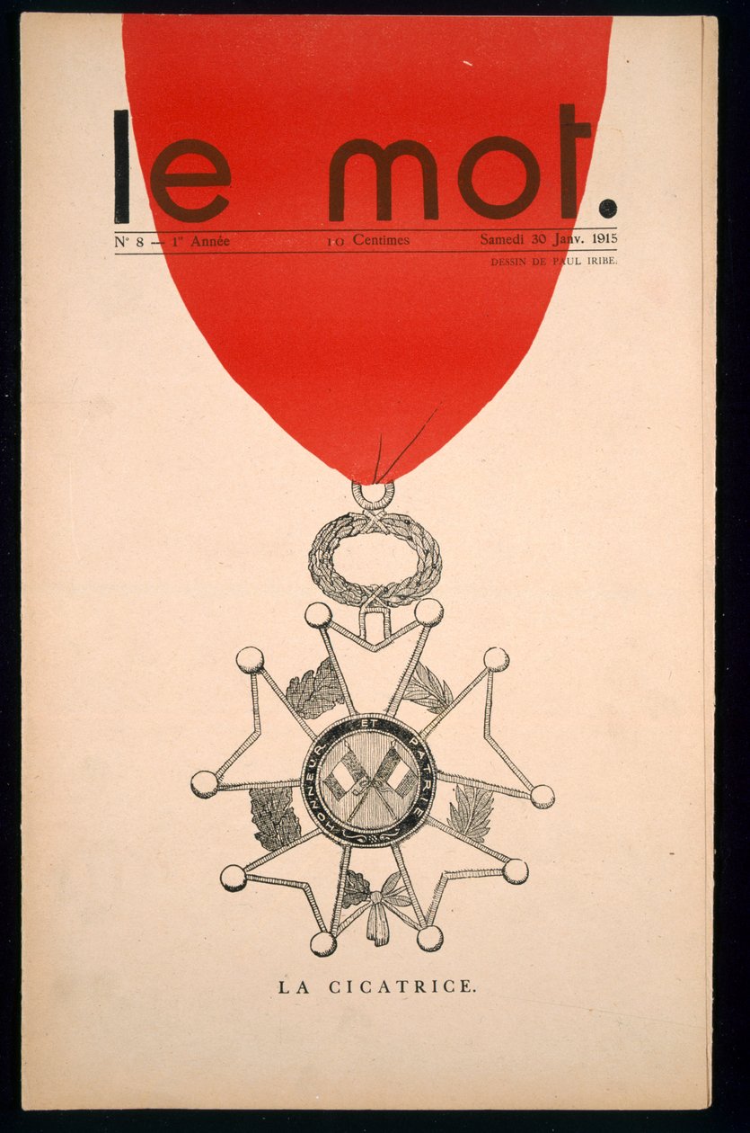 1915年1月30日土曜日、「Le Mot」の表紙、ラチカトリス 作： ポール・イリベ