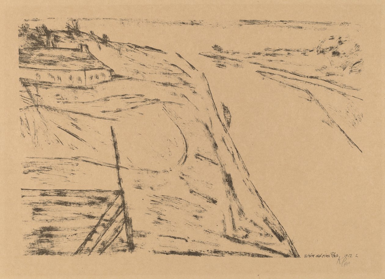 川の眺め、1912年。 作： ポール・クレー