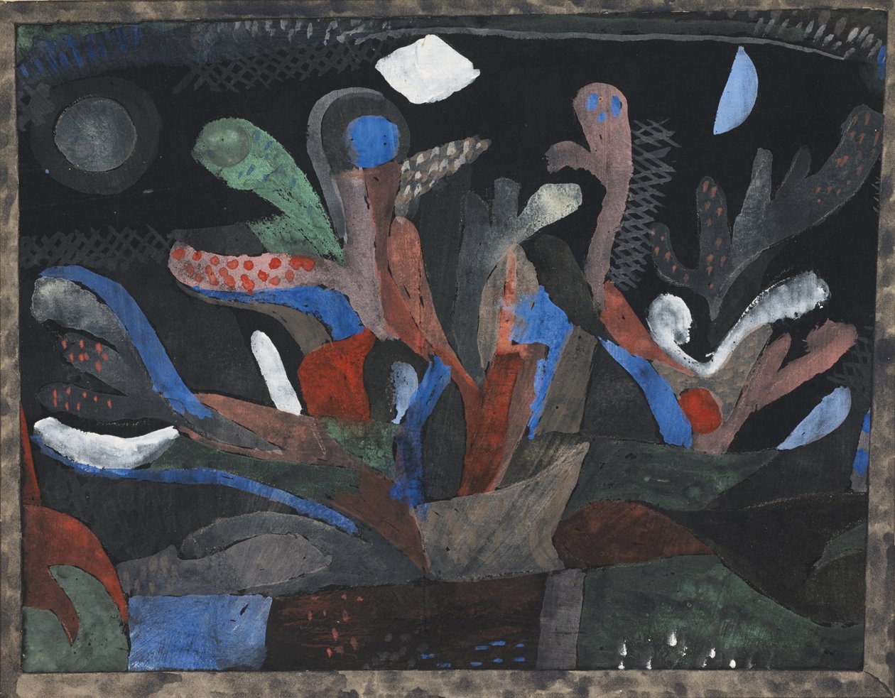 暗い色の庭園の写真Dunkelbuntes Gartenbild、1923 作： ポール・クレー